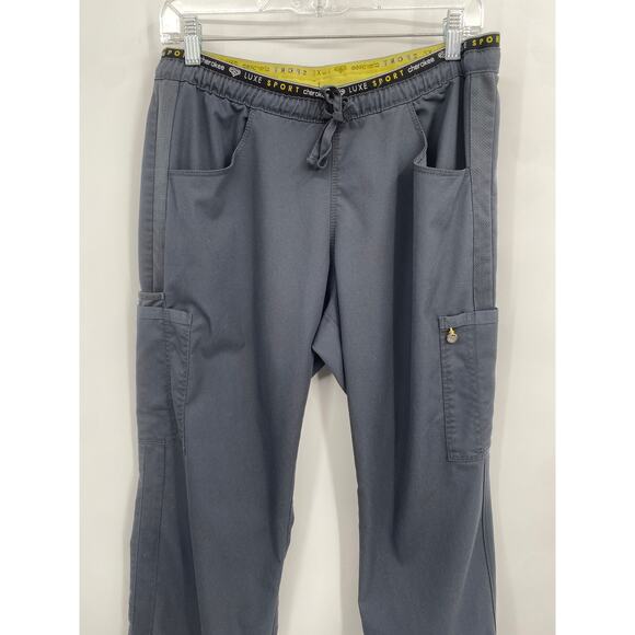 Cherokee Luxe Sport Pewter Gray Scrub Pants Medium Petite - Picture 2 of 9